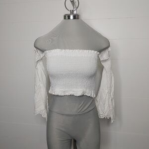 Vintage Havana Eyelet Boho Crop Top Size S